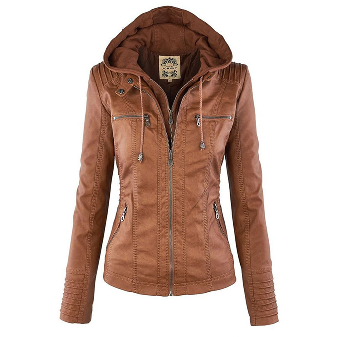 Lederjacke für Damen - Wetterfester jacke mit Kapuze