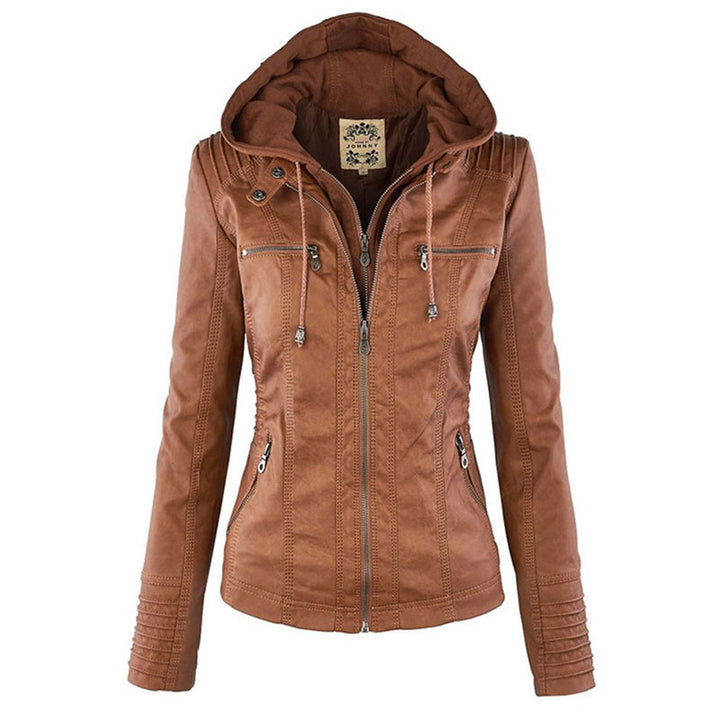 Lederjacke für Damen - Wetterfester jacke mit Kapuze