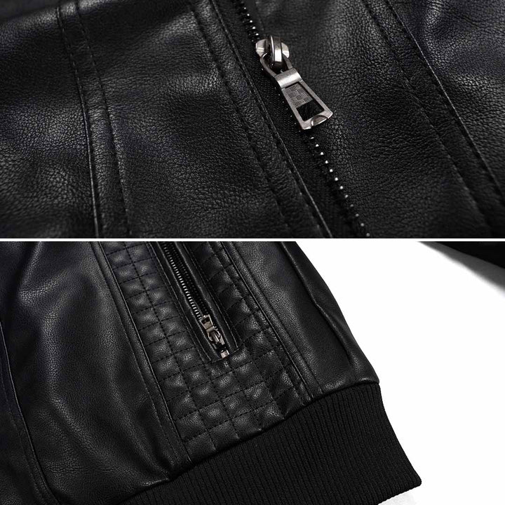 Lederjacke für Herren - Premium Winter Lederjacke mit Kapuze