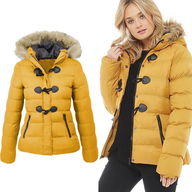 Lange Waterdichte puffer winterjas met bontkraag voor dames