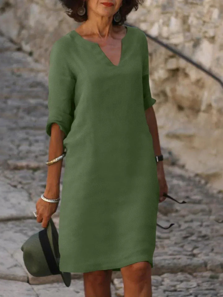 Leinenkleid Tunika V-Ausschnitt