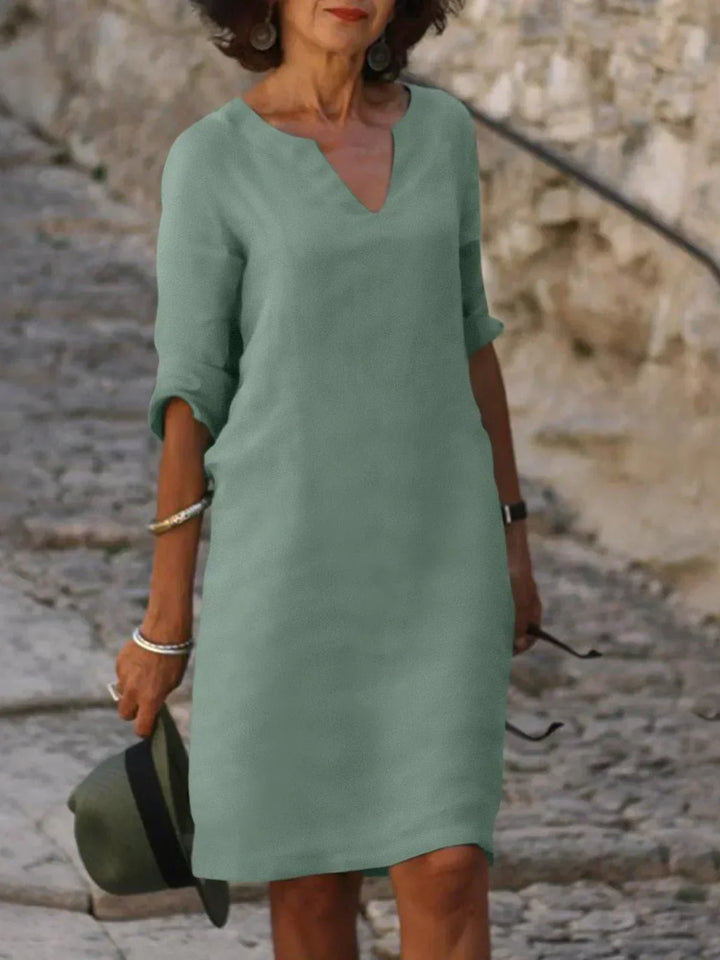 Leinenkleid Tunika V-Ausschnitt