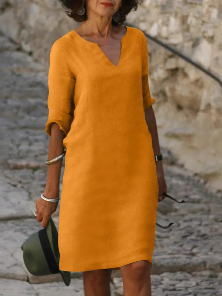 Leinenkleid Tunika V-Ausschnitt