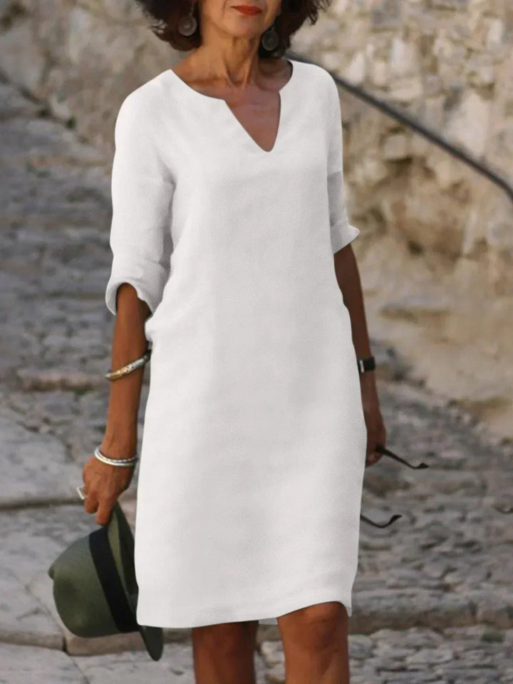 Leinenkleid Tunika V-Ausschnitt