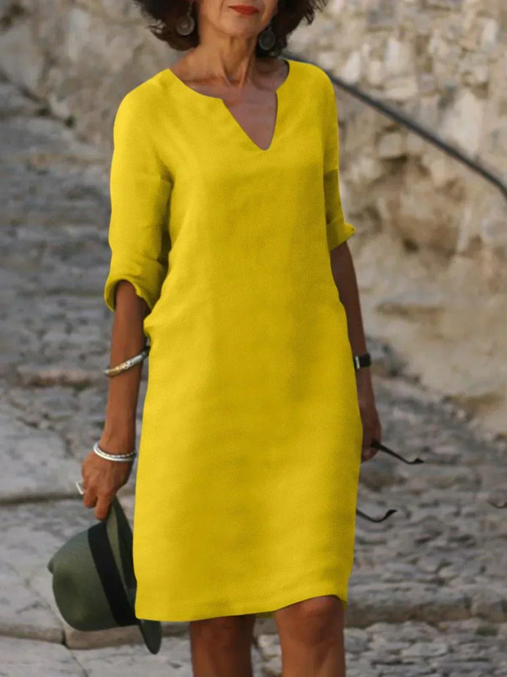 Leinenkleid Tunika V-Ausschnitt
