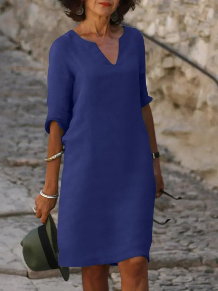 Leinenkleid Tunika V-Ausschnitt
