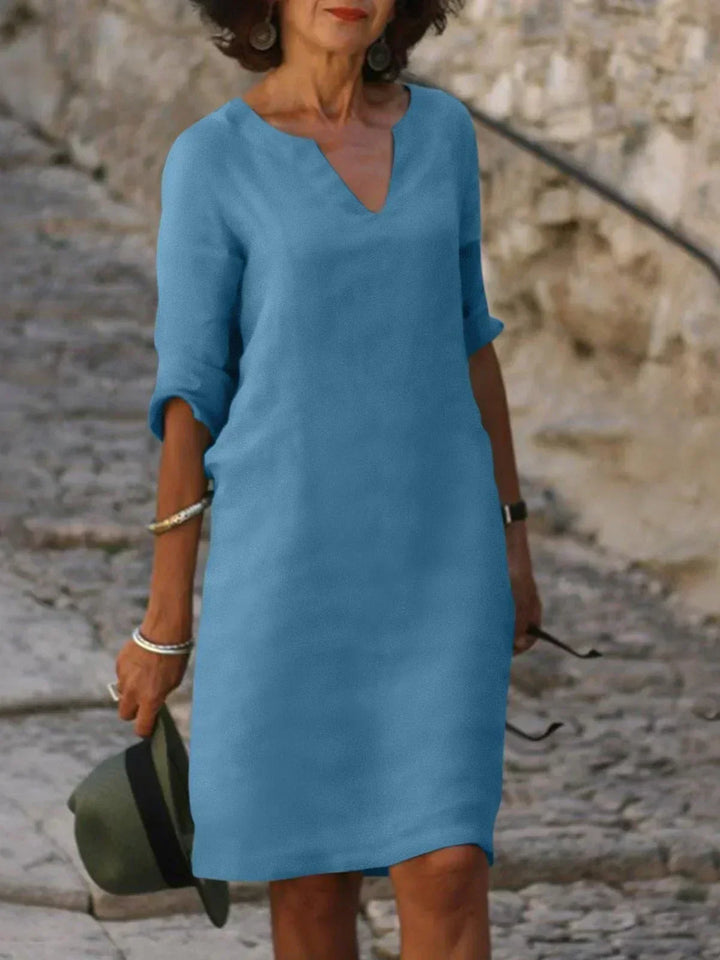 Leinenkleid Tunika V-Ausschnitt