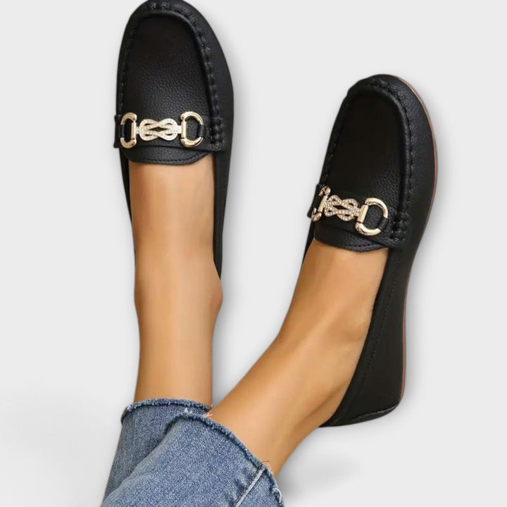 Loscano Mokassins | Bequeme Damen Loafer mit Schmuckschnalle