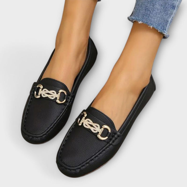 Loscano Mokassins | Bequeme Damen Loafer mit Schmuckschnalle