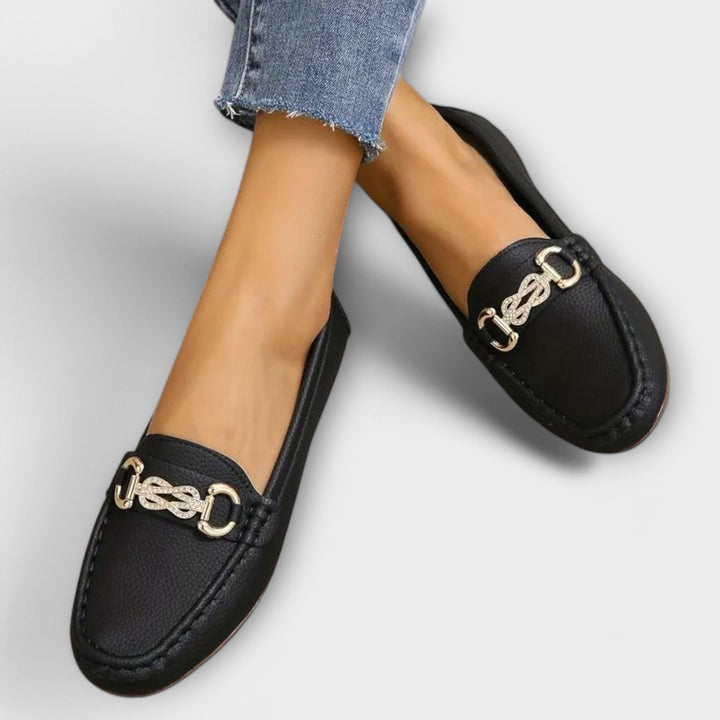 Loscano Mokassins | Bequeme Damen Loafer mit Schmuckschnalle