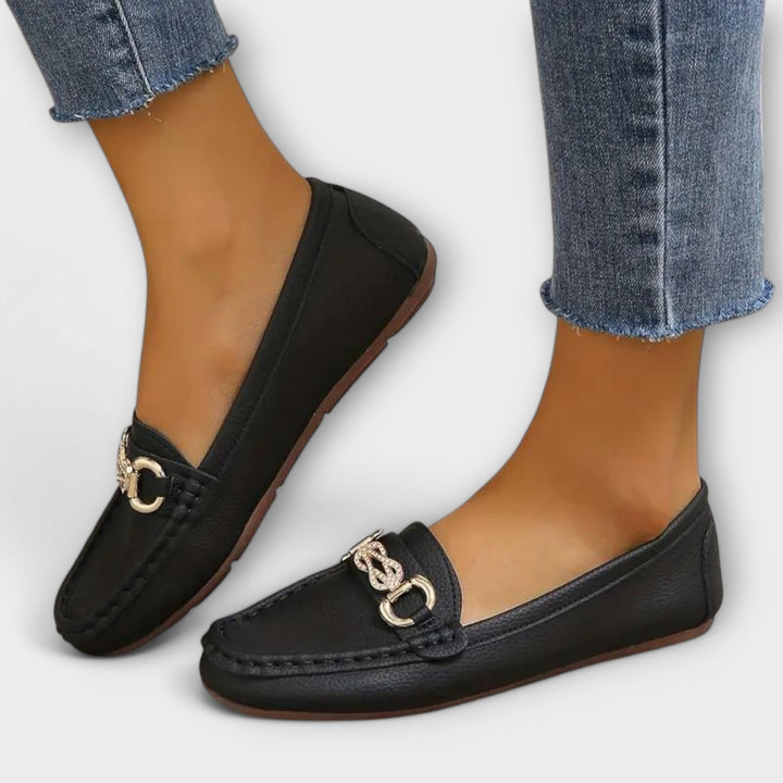 Loscano Mokassins | Bequeme Damen Loafer mit Schmuckschnalle