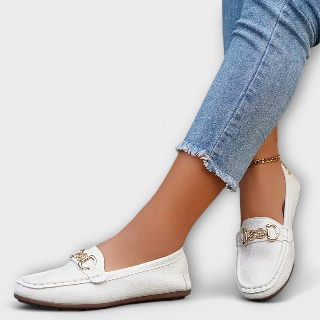 Loscano Mokassins | Bequeme Damen Loafer mit Schmuckschnalle
