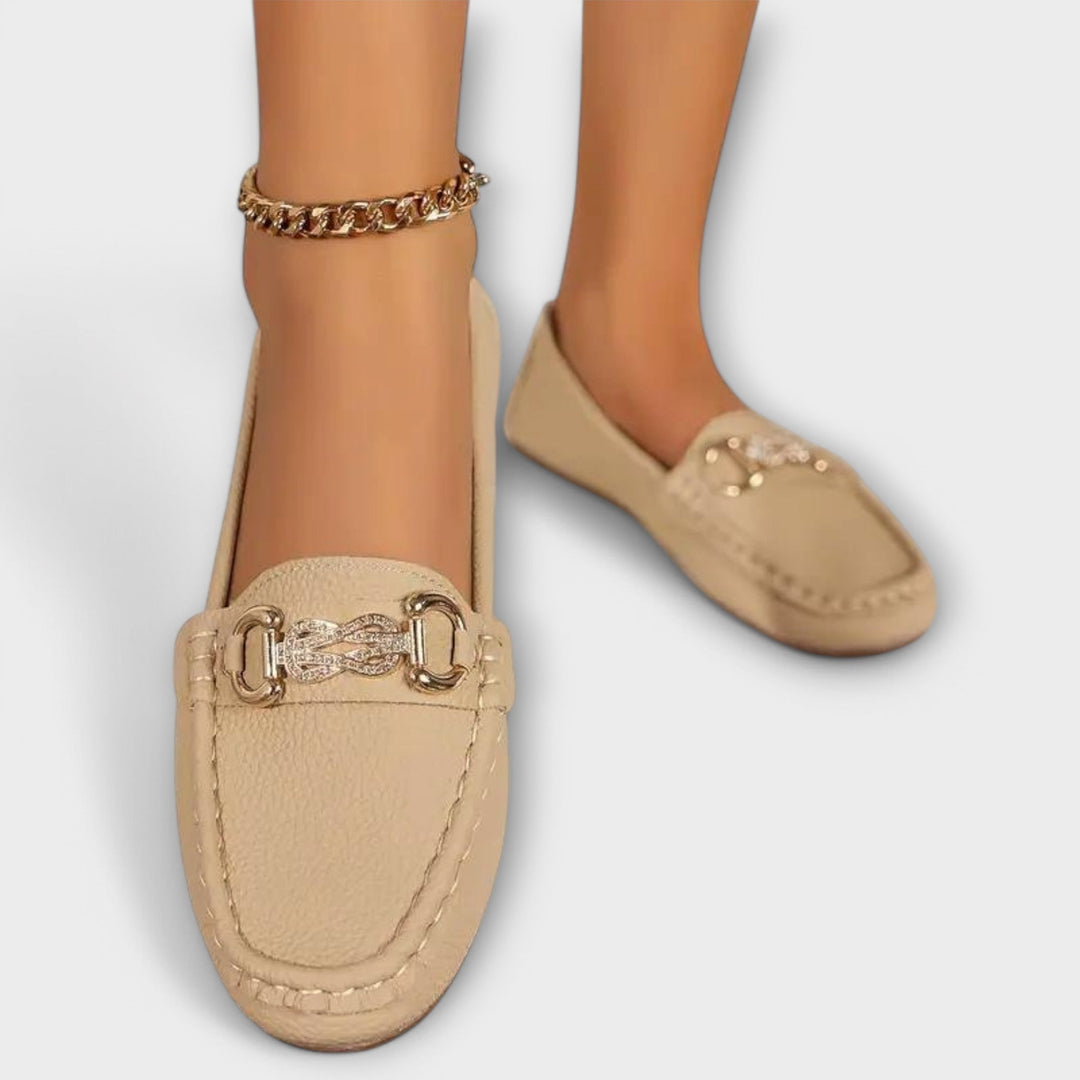 Loscano Mokassins | Bequeme Damen Loafer mit Schmuckschnalle