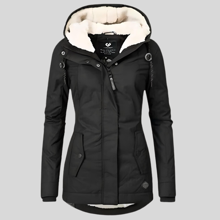 Winterjacke für Damen - Lange Wasserdichte Jacke Mit Kapuze & Futter