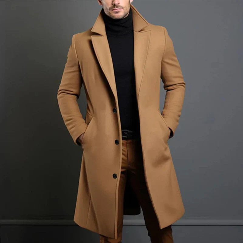 Wollmantel für Herren - Hochwertiger langer Mantel für Herbst & Winter