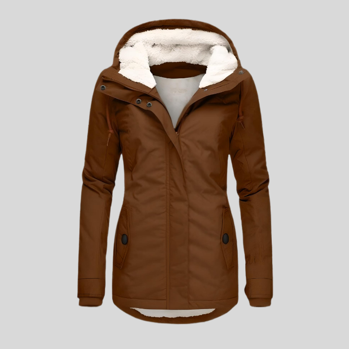 Winterjacke für Damen - Lange Wasserdichte Jacke Mit Kapuze & Futter