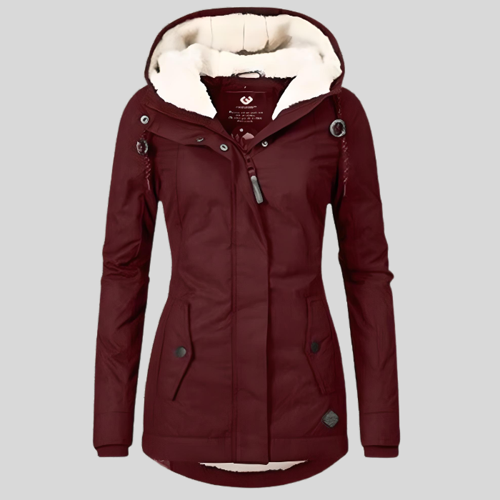 Winterjacke für Damen - Lange Wasserdichte Jacke Mit Kapuze & Futter
