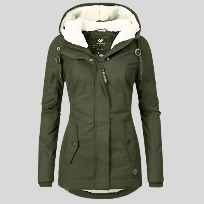 Winterjacke für Damen - Lange Wasserdichte Jacke Mit Kapuze & Futter