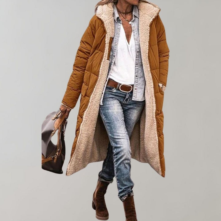 Margiela Maris Mantel | Modischer langer Wintermantel mit warmer Fleece-Innenseite