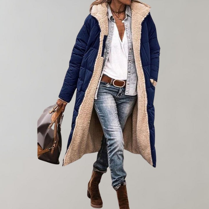 Margiela Maris Mantel | Modischer langer Wintermantel mit warmer Fleece-Innenseite