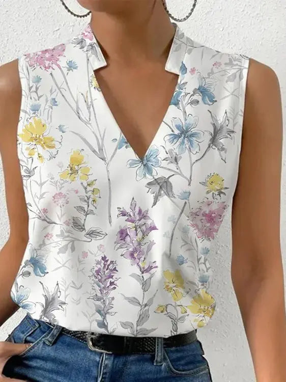 Oberteil für Damen - Weiches Sommertop mit V Ausschnitt