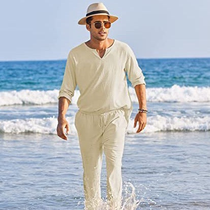 Gents Leinen Set | Luxuriöses Leinen-optik Sommer-Set