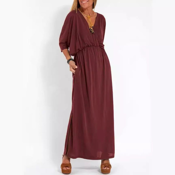 Sommerkleid für Damen - Luftiges Maxikleid mit 3/4 Ärmeln