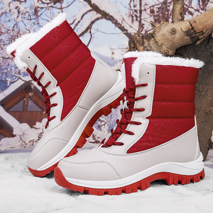 Gefütterte Damen Schneestiefel - Wasserabweisende & Rutschfeste Winterboots mit Schnürung für den Winter