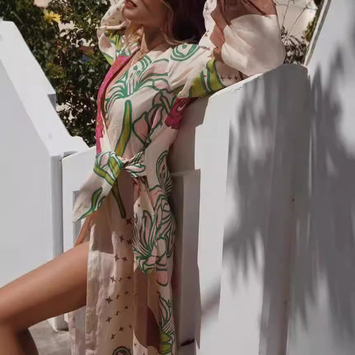 Playa Sommerkleid - Boho Maxi Strandkleid mit Schlitz
