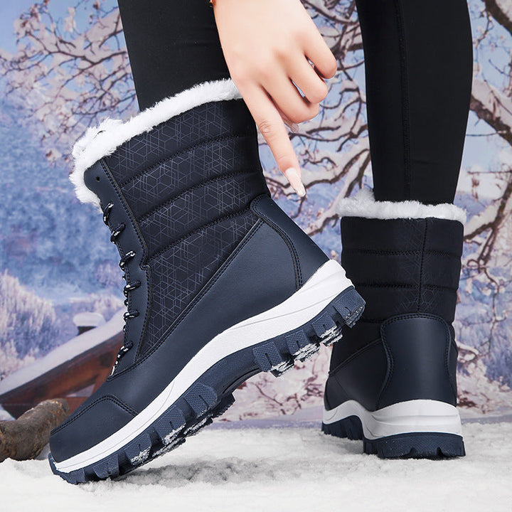 Gefütterte Damen Schneestiefel - Wasserabweisende & Rutschfeste Winterboots mit Schnürung für den Winter