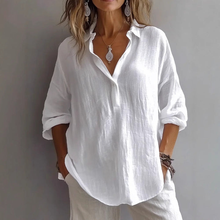 Longbluse für Damen - Elegante Lockere Bluse mit Hemdkragen für Sommer
