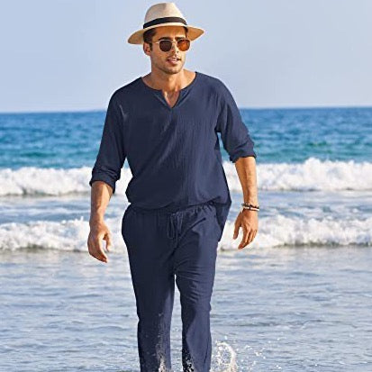 Gents Leinen Set | Luxuriöses Leinen-optik Sommer-Set