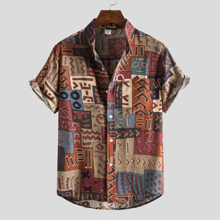 Gents Freizeithemd | Herren Kurzarm Hemd mit Ethno-Muster