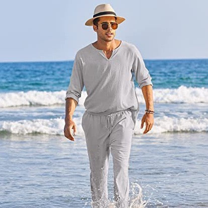 Gents Leinen Set | Luxuriöses Leinen-optik Sommer-Set
