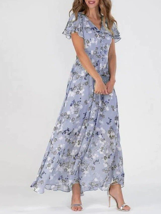 Maxikleid - Elegantes langes Sommerkleid mit Blumenmuster