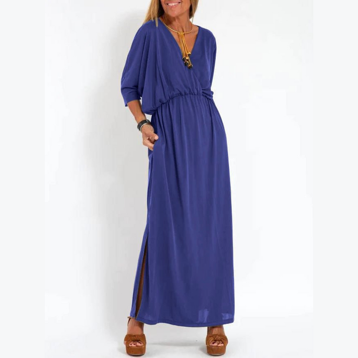 Sommerkleid für Damen - Luftiges Maxikleid mit 3/4 Ärmeln