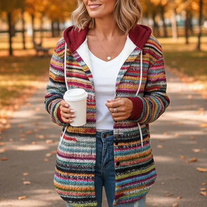 Flanellhemd für Herbst & Winter - Karierte Bluse mit Kapuze und Brusttaschen für Damen