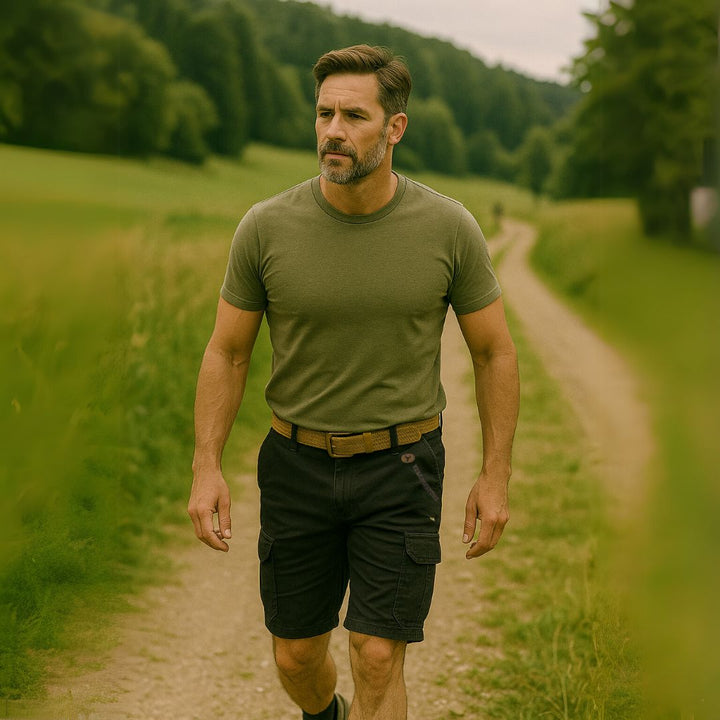 Cargohose - Robuste Kurze Wanderhose mit Gürtel für Outdoor