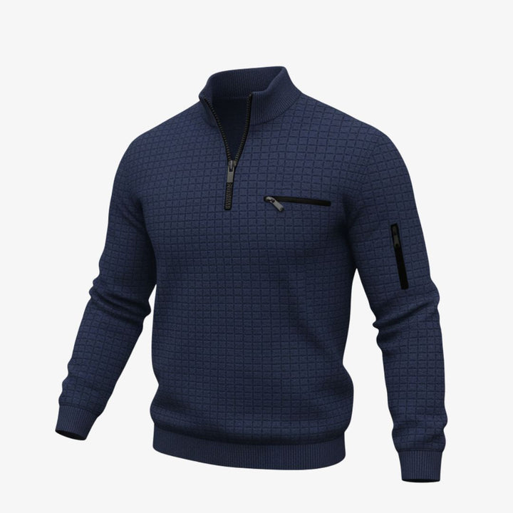 Troyer für Herren – Moderner Slim Fit Pullover mit Reißverschluss und Waffelstruktur für den Winter