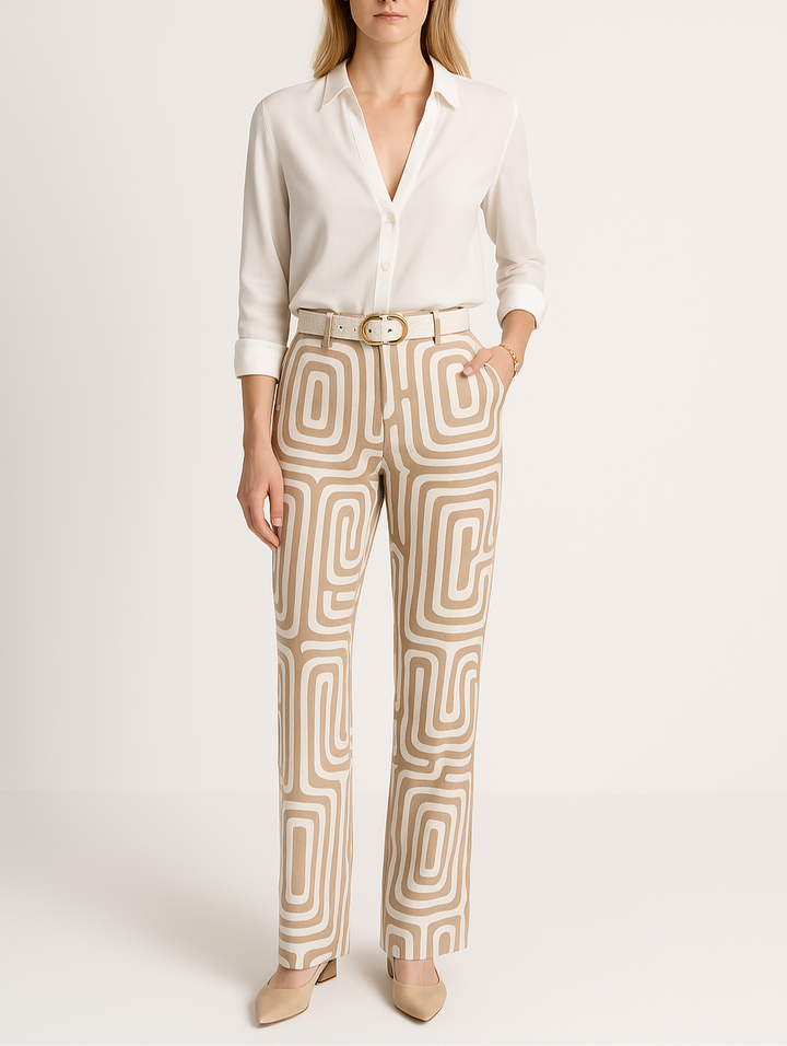 Palazzo-Hose für Damen - Elegante weite Hose mit Muster