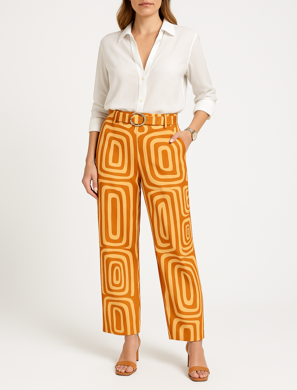 Palazzo-Hose für Damen - Elegante weite Hose mit Muster