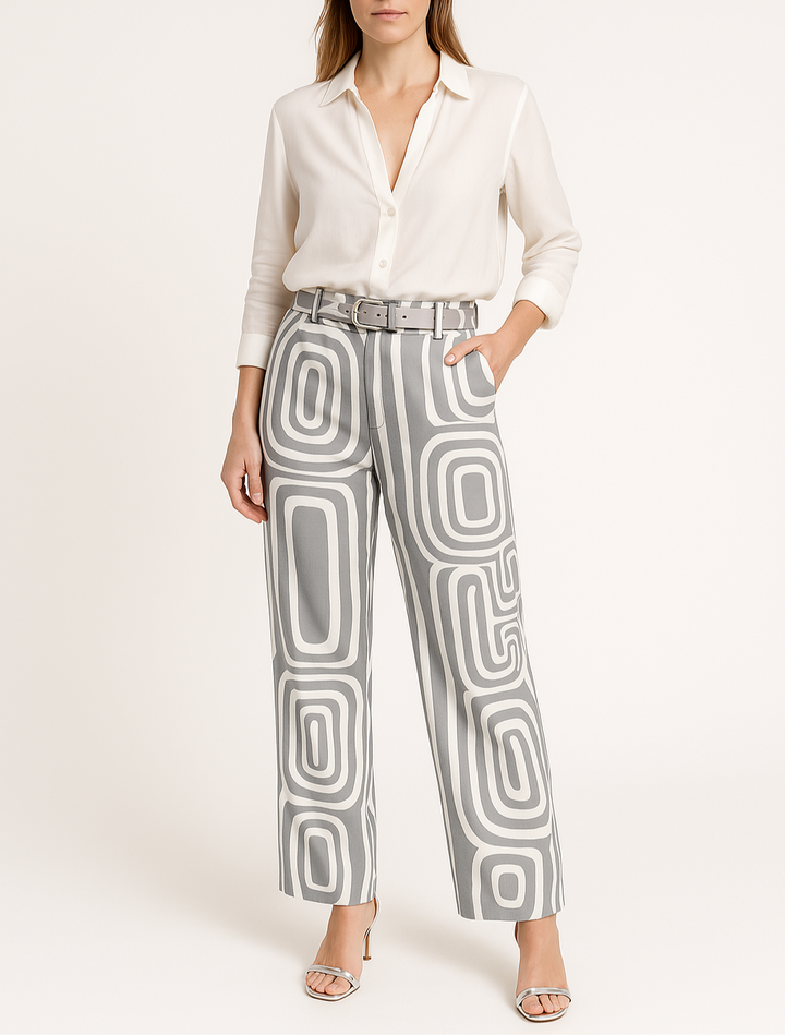 Palazzo-Hose für Damen - Elegante weite Hose mit Muster