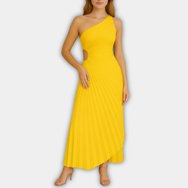 Loscano Plissee Kleid | Elegantes One-Shoulder Abendkleid für Hochzeitsgäste