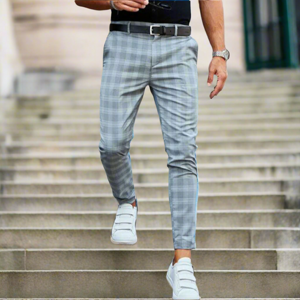 Ludwig Premium Hosen | Moderne karierte Slim-Fit-Herrenhose mit Pockets