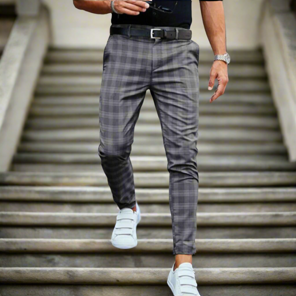 Ludwig Premium Hosen | Moderne karierte Slim-Fit-Herrenhose mit Pockets