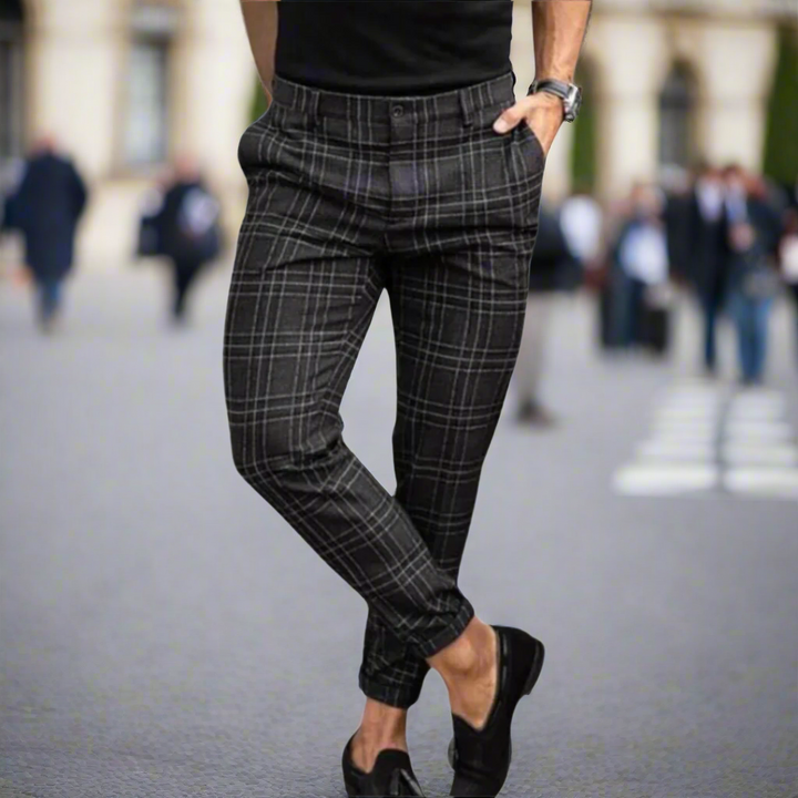 Ludwig Premium Hosen | Moderne karierte Slim-Fit-Herrenhose mit Pockets