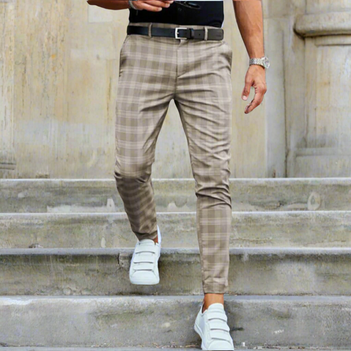 Ludwig Premium Hosen | Moderne karierte Slim-Fit-Herrenhose mit Pockets