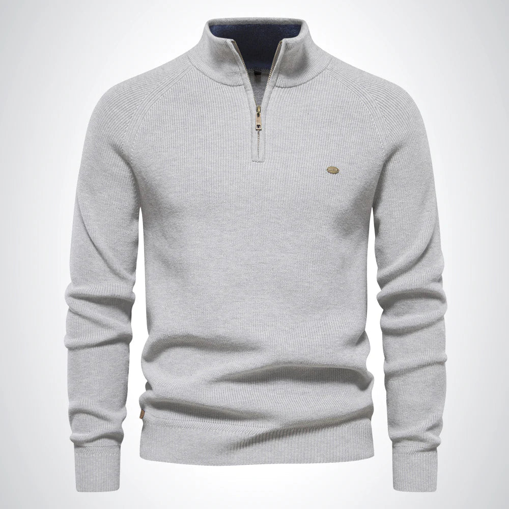 Troyer für den Herbst - Baumwoll-Pullover mit Halb Zip für Herren