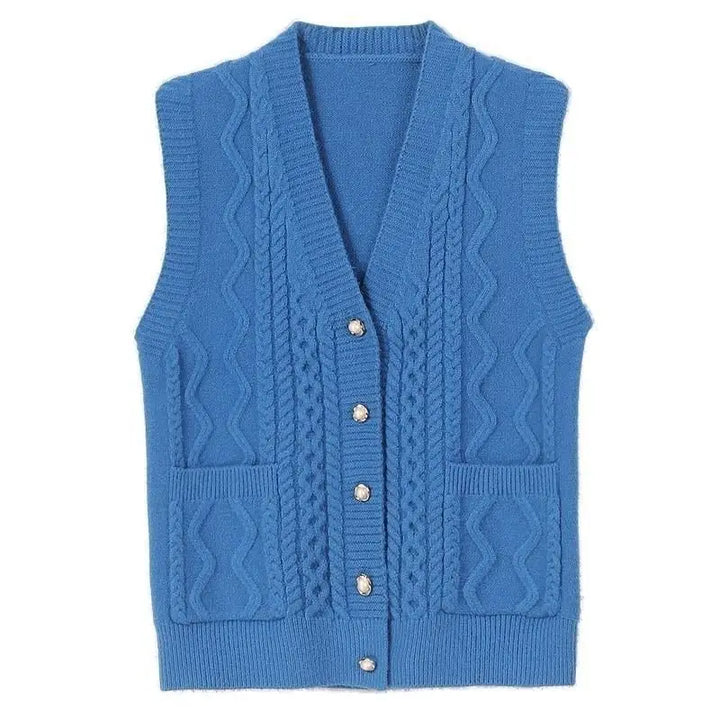 Strickweste für den Herbst - Ärmellose Strickweste mit V-Ausschnitt für Damen