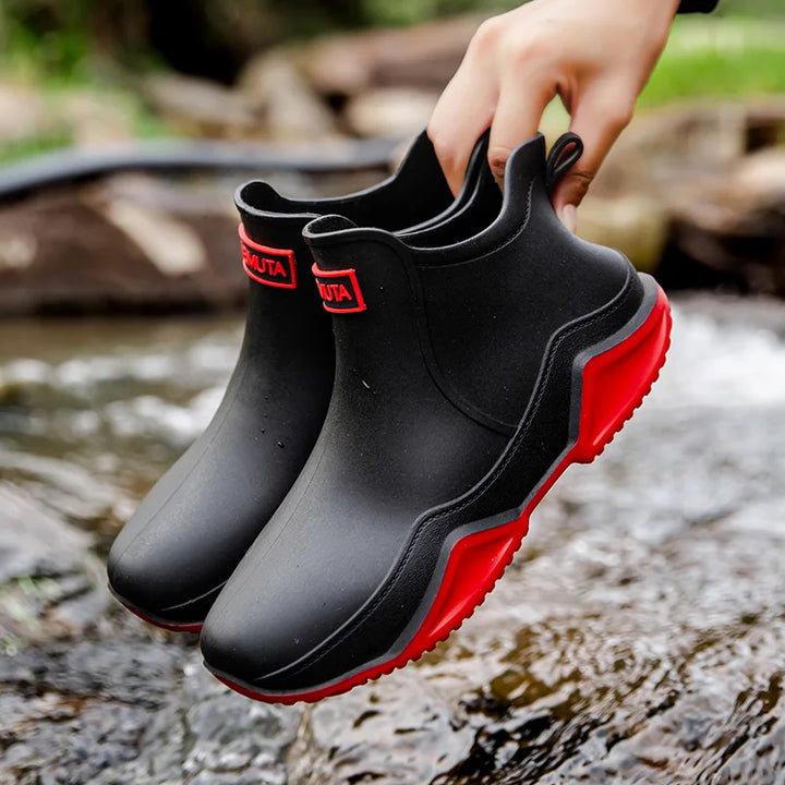 Regenstiefel für den Herbst - Wasserdichte Halbhohe Gummistiefel mit rutschfester Sohle für Damen